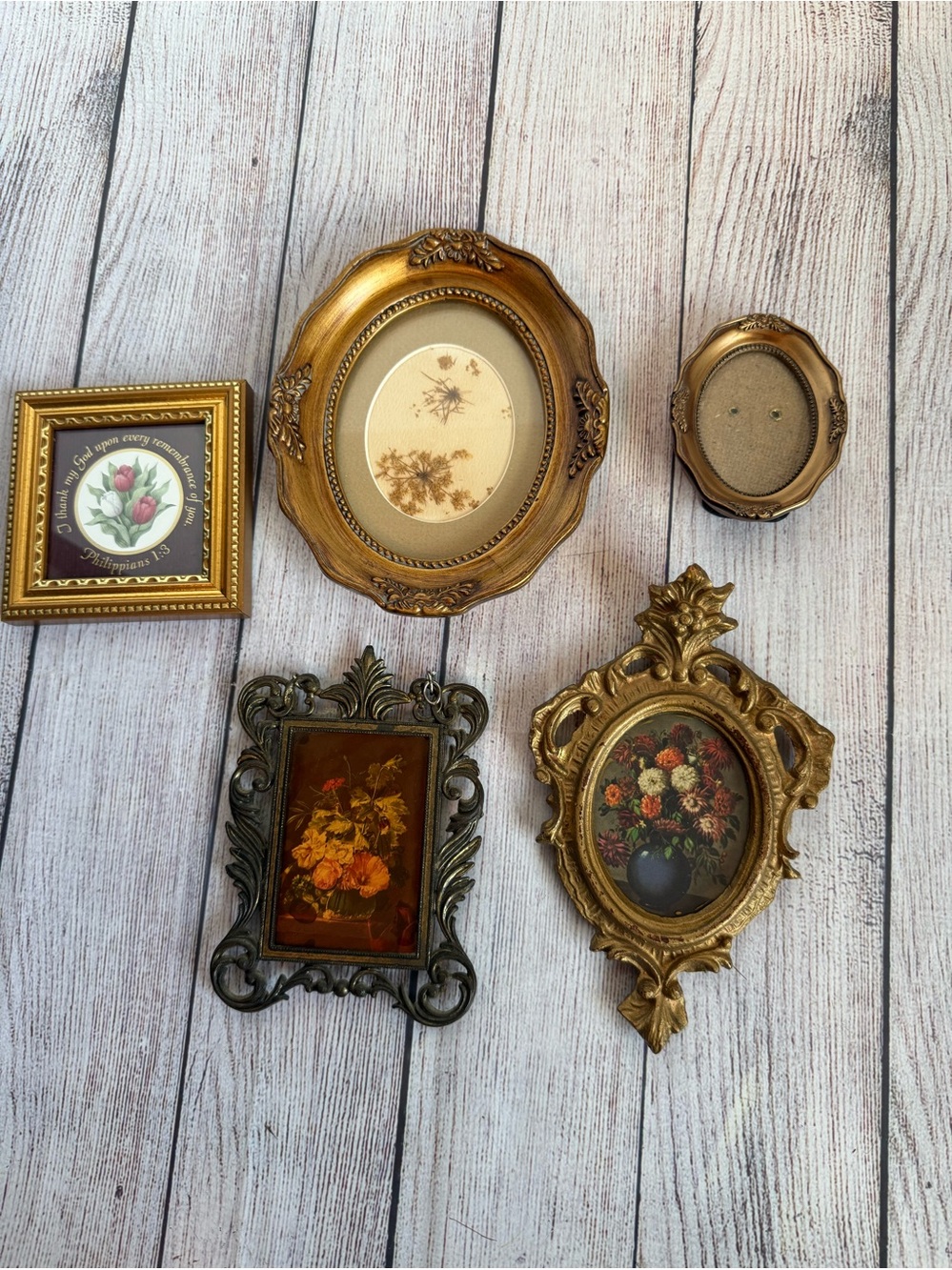Photo Frames Vintage Lot Of Five Gold